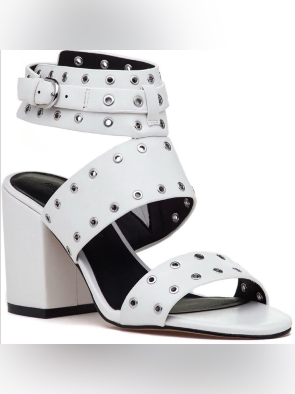 Rebecca Minkoff Carter Strappy Block Heel Sandals In White